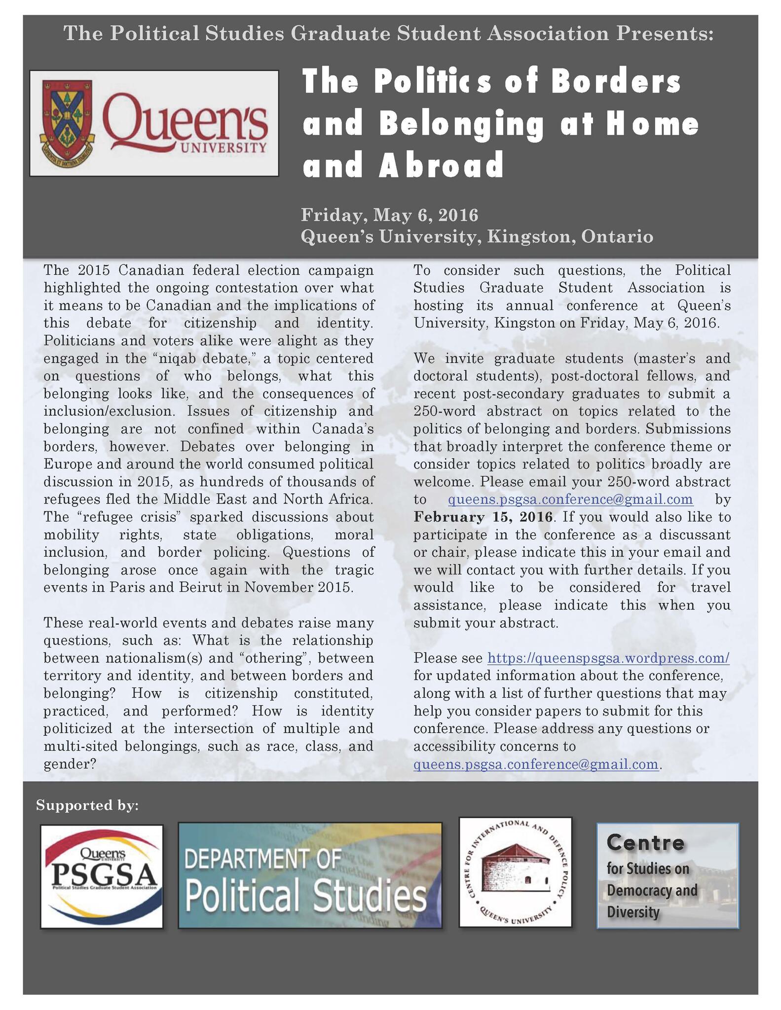 PSGSA 2016 Call for Papers