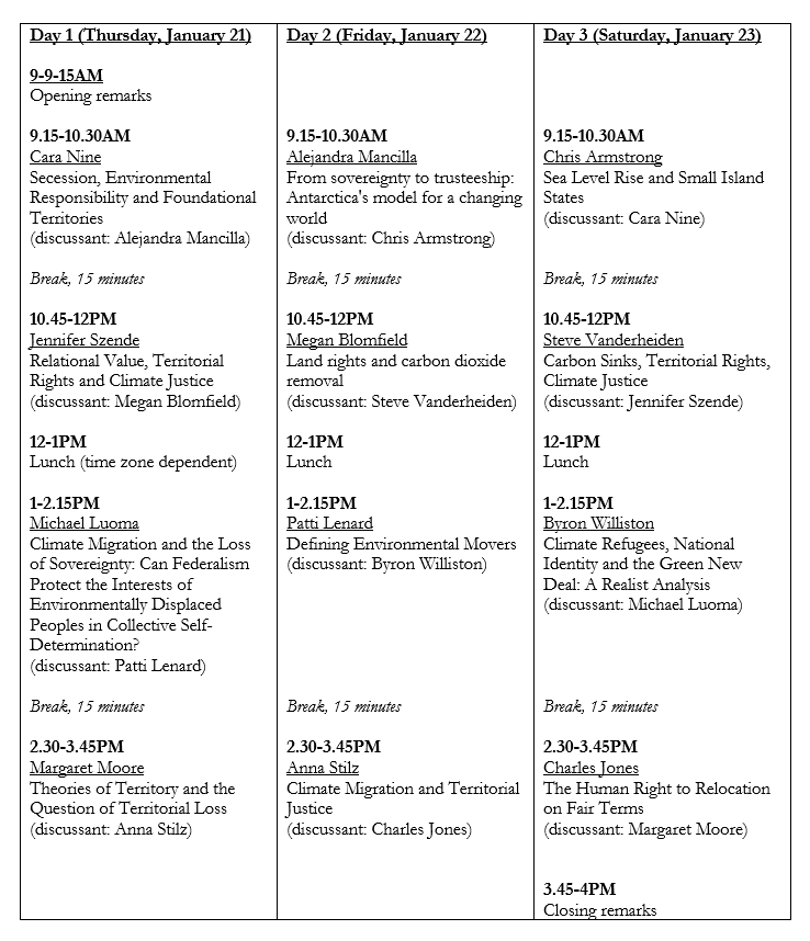 workshop schedule
