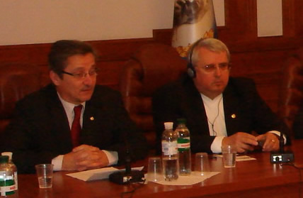 Canadian Ambassador Daniel Caron and and Viktor Andrushchenko