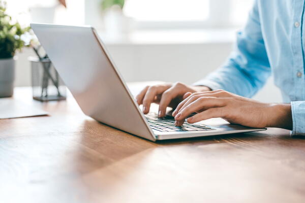 Person working on a laptop