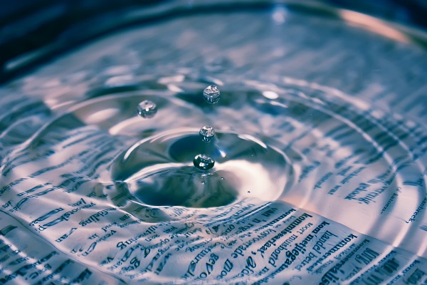 water dropping over a page