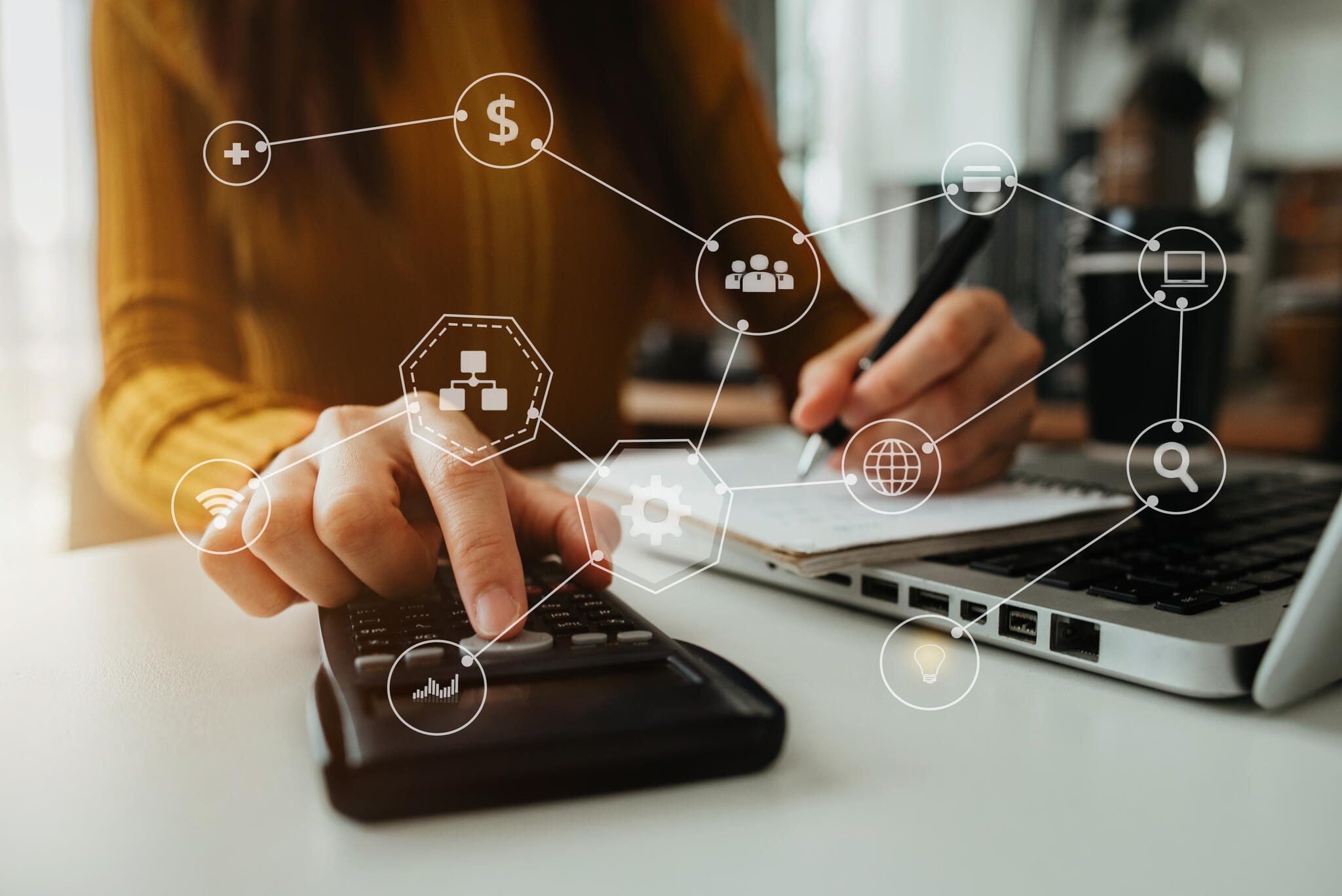 stock photo of person working on laptop