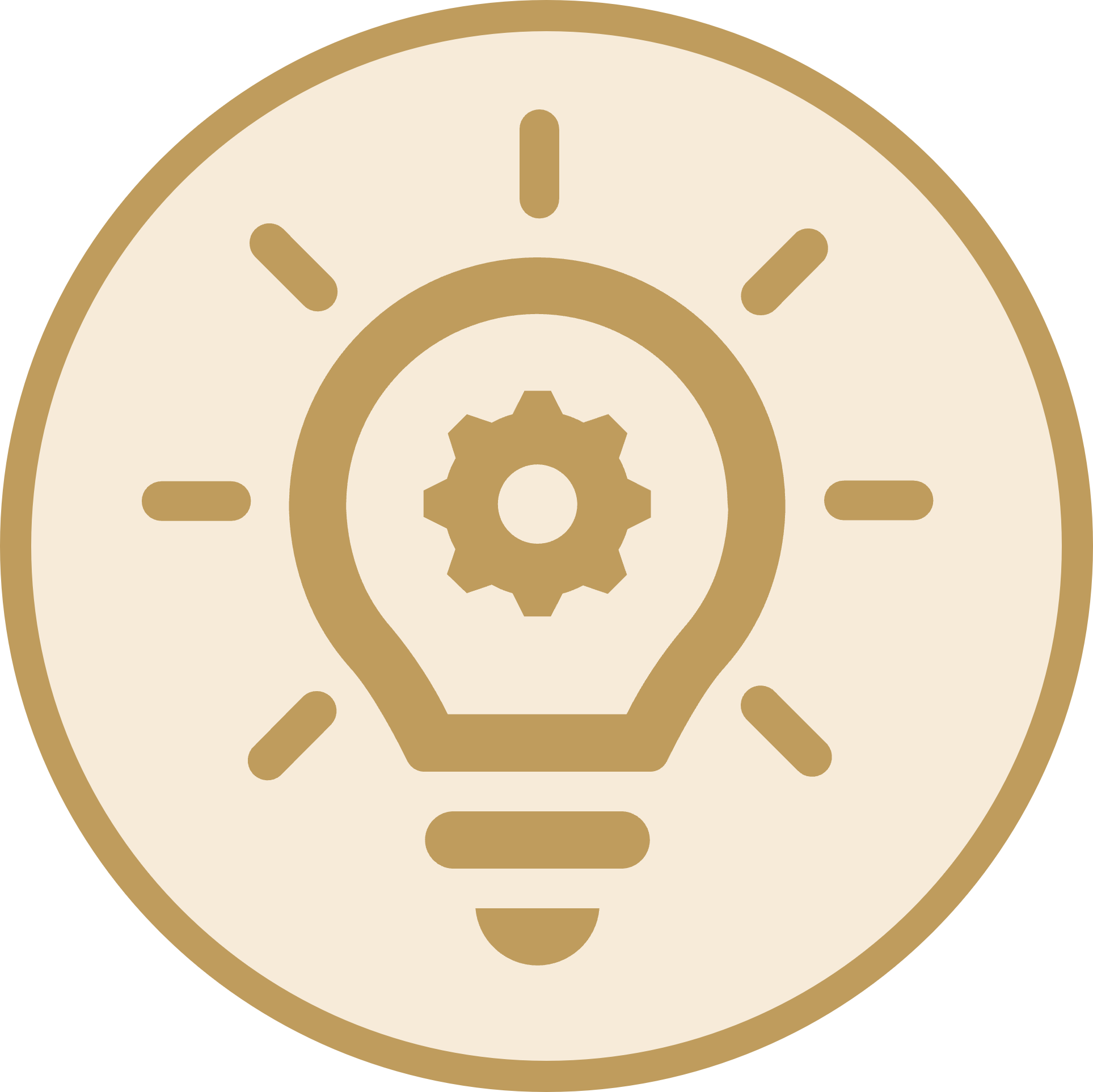 Educational Leadership badge: dark yellow idea lightbulb on a light yellow background