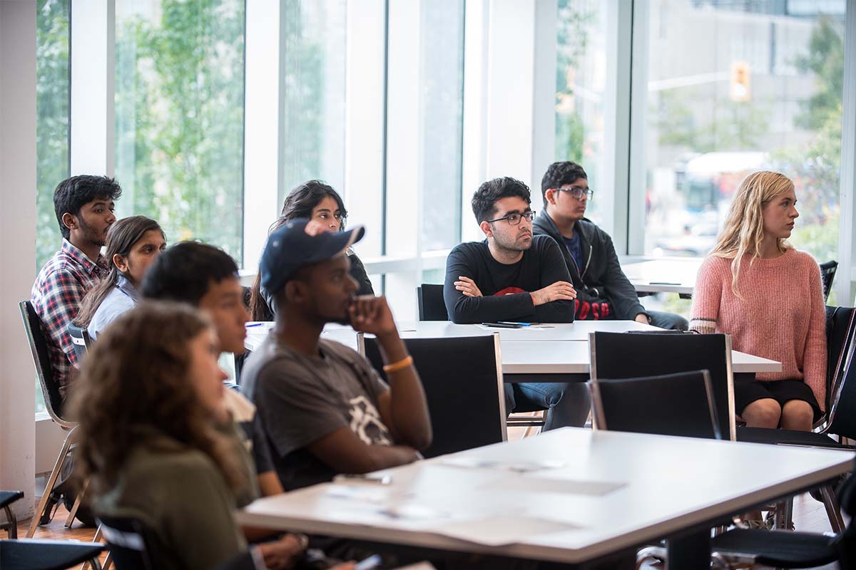 students watching a presentation