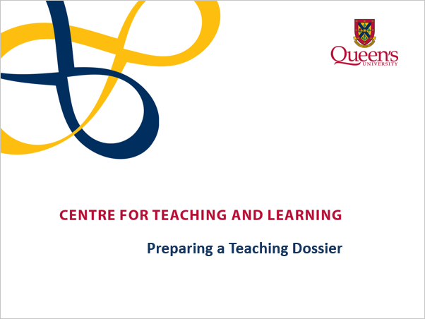 "Cover of PowerPoint Presentation: Preparing a Teaching Dossier"