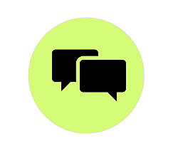 "word bubbles icon on pale green background"