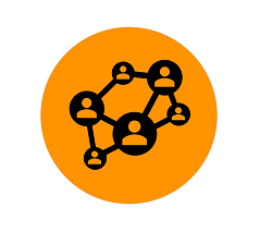 "networking icon with an orange background"