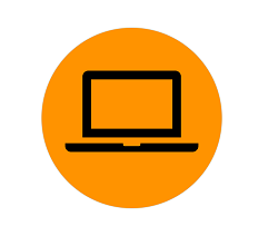 "laptop icon on an orange background"