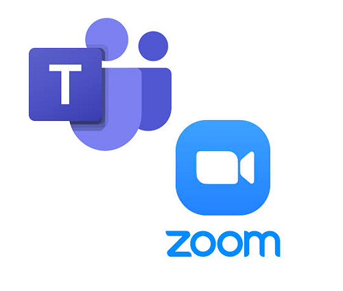 "Microsoft Teams and Zoom logos"