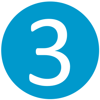 "The number 3 in a blue/grey circle"