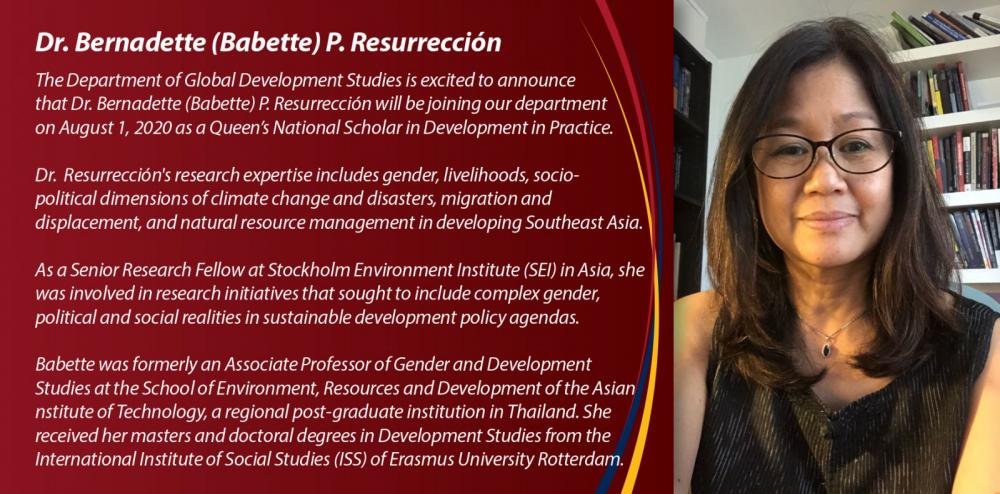 Dr. Bernadette Resurreccion Announcement