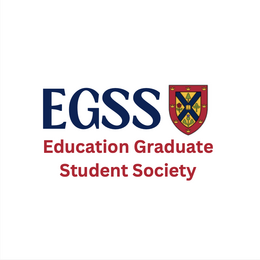 Image of EGSS Logo, dark blue and red text with Queen's crest on top right. 