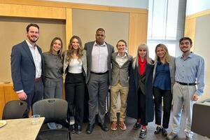 Photo of students and professor