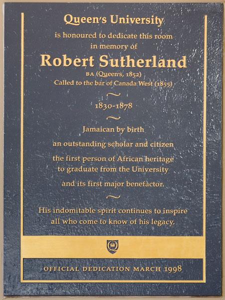 Official Dedication Plaque in the Robert Sutherland Room in the JDUC