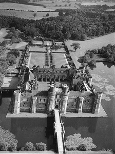 [aerial photo of Herstmonceux Castle]