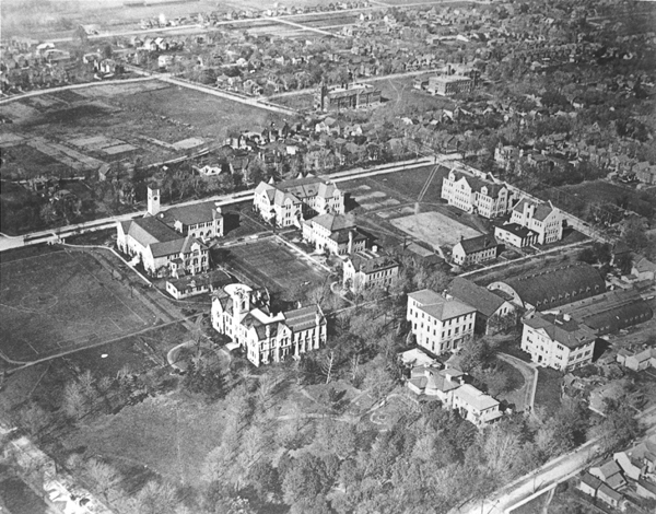 [aerial photo of Queen's campus taken by Billy Bishop in 1919]