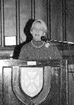 [Dr Katherine Wynne-Edwards presents speech to incumbent female students]