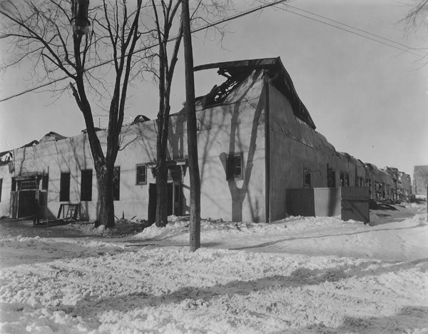 [photo of Jock Harty Arena after the fire in March, 1924]