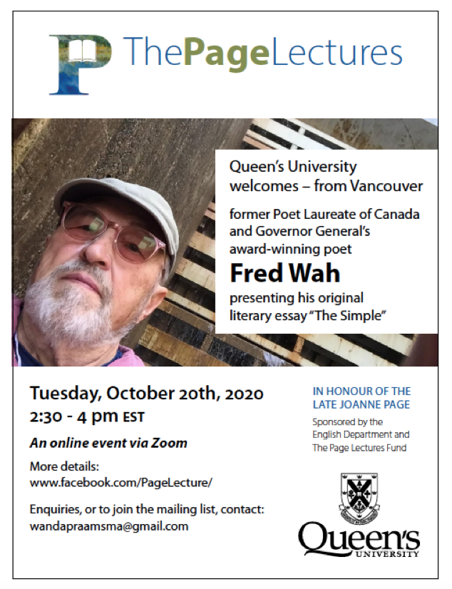 Fred Wah Page Lecture poster