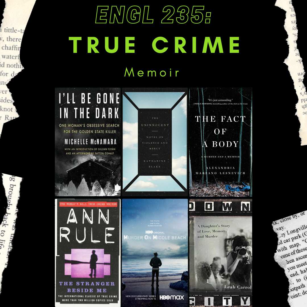 Poster with different true crime books