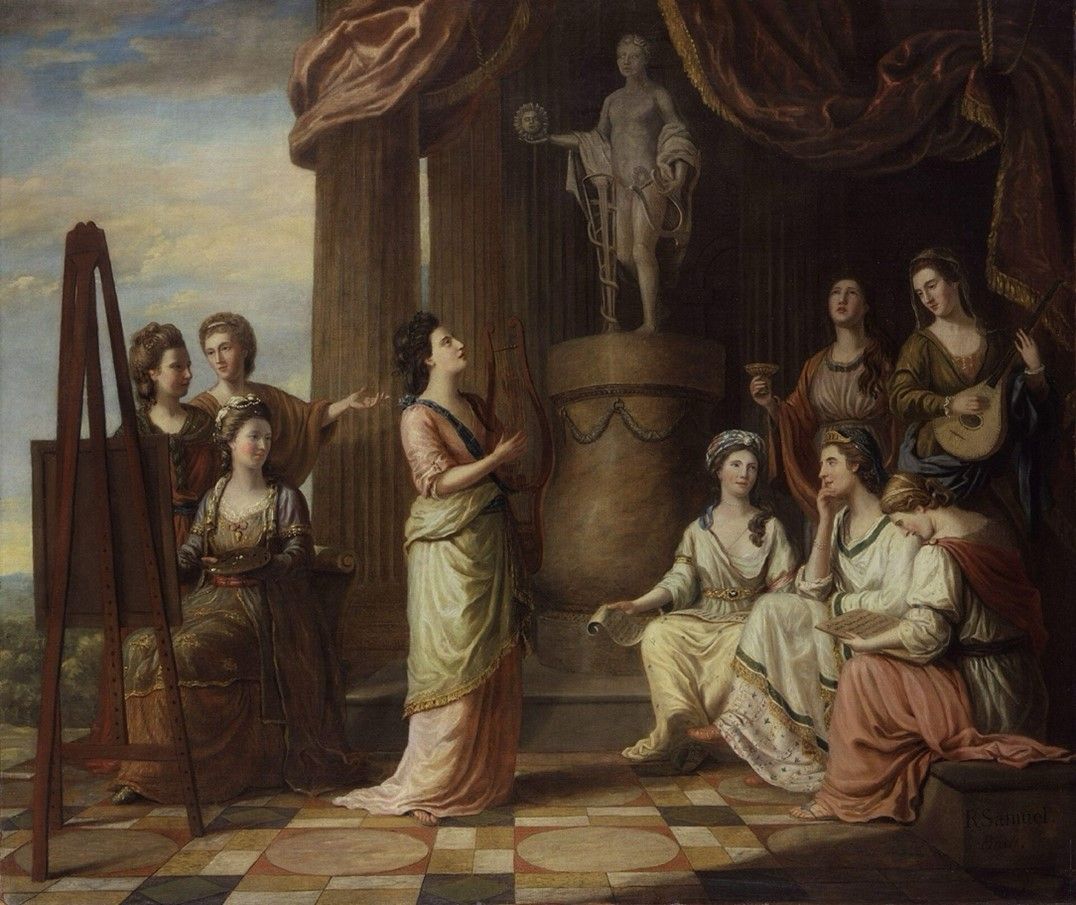 women standing in front of an alter