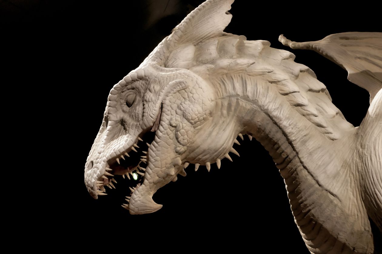 White Dragon with black background