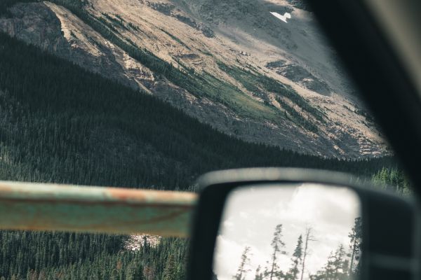 Mountain from car window
