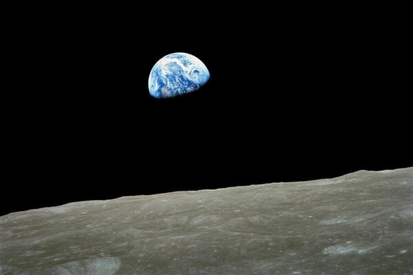 space with a half view of earth