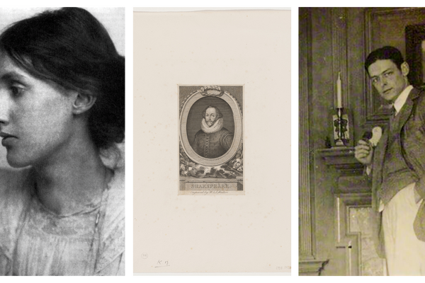 three pictures one of a woman, Shakespeare and another of a man