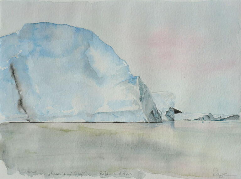 iceberg with grey sky in the background
