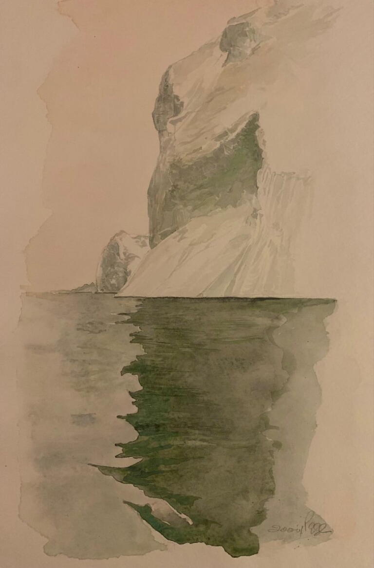 iceberg with light green water
