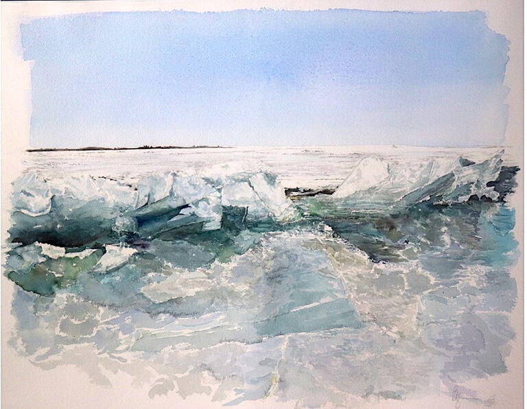 painting of ice melting on the water