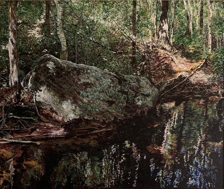 image of grassy pond in the woods 