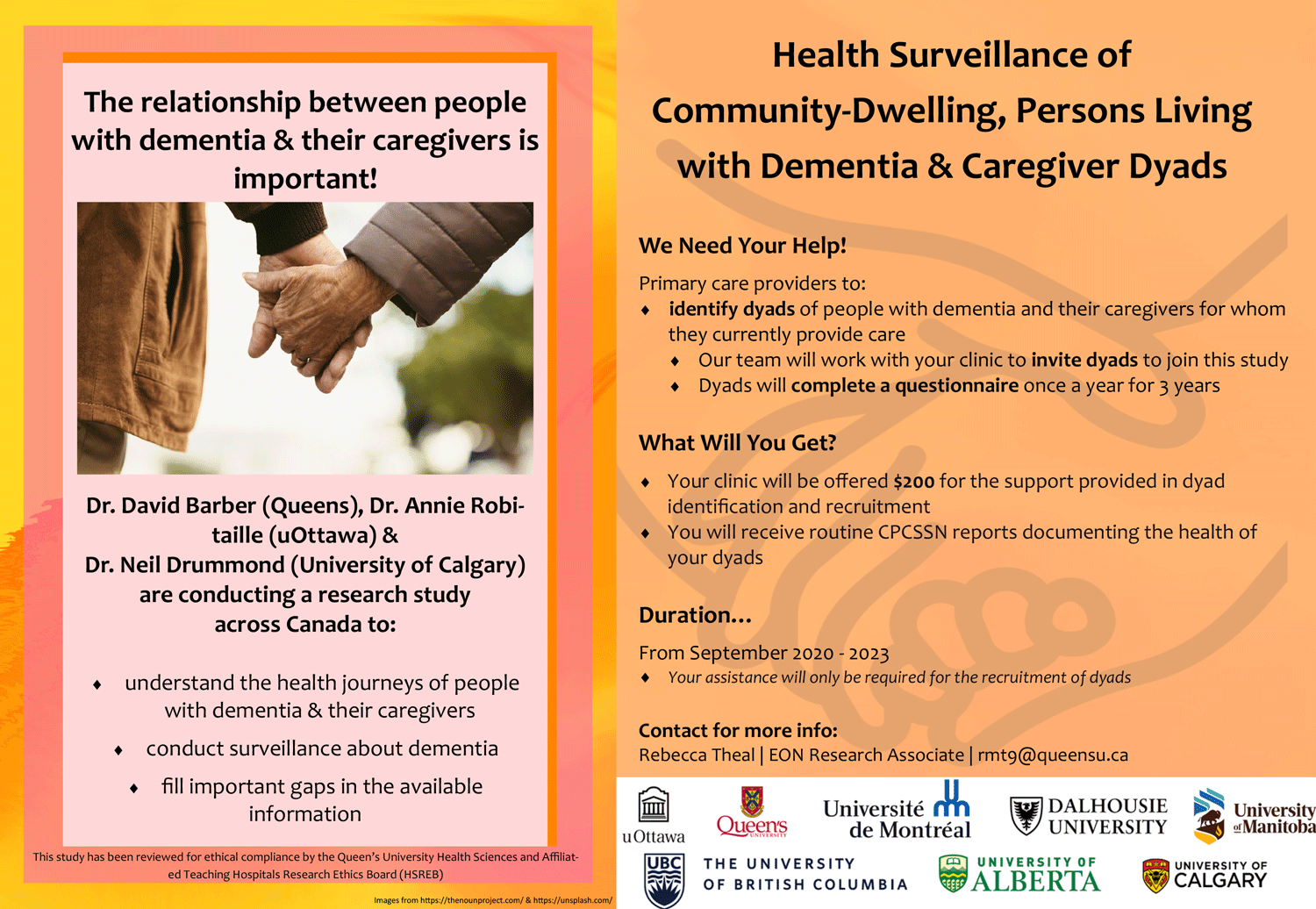 Poster for Persons Living with Dementia and Caregiver Dyads study