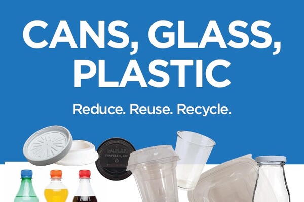 cans, glass, plastic poster