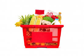 grocery basket filled with food