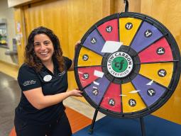 Theresa with the Coolfood Spin wheel