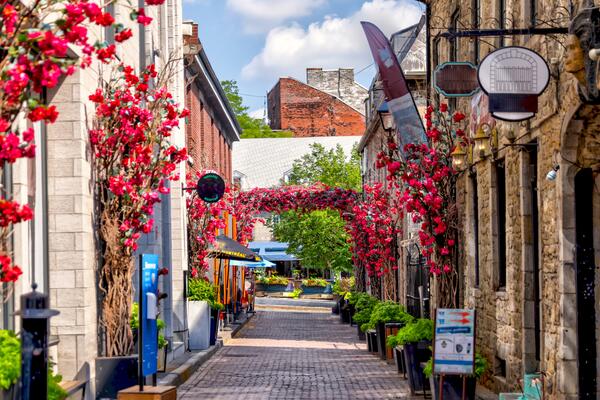 Alleys and cobblestone roads in Old Montreal