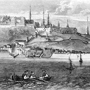 View of the city of Quebec City, vintage engraving.