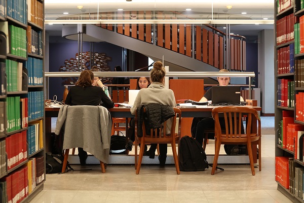 [Queen's University students Stauffer Library studying]