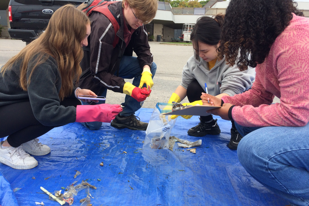 Queen's students conduct waste characterization.