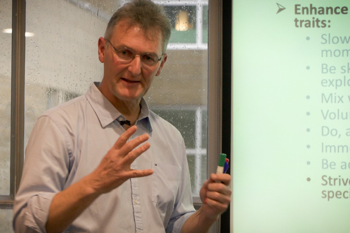 Paul Grogan teaches a biology class