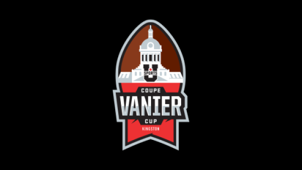 Logo for Vanier Cup featuring Kingston City Hall