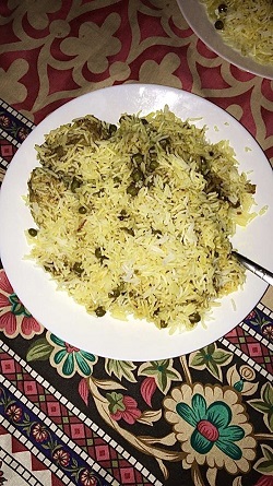 A plate of biryani.