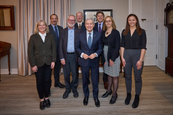 François-Philippe Champagne, Minister of Innovation, Science and Industry (centre) visited campus and met with members of Queen's senior leadership team