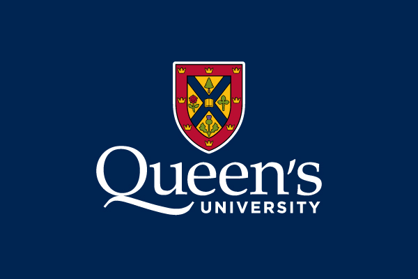Queen's crest on a dark blue background
