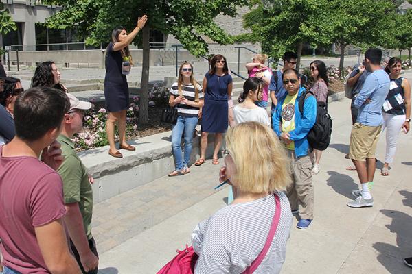 Students get a tour of campus