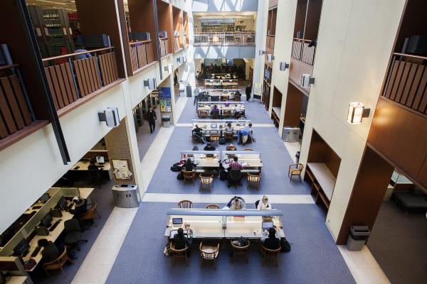 Photograph of interior of Stauffer Library