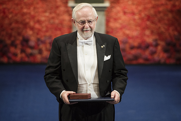 Queen's University Professor Emeritus Art McDonald receives the Nobel Prize in Physics in Stockholm, Thursday, Dec. 10. (Photo by Pi Frisk, Nobel Media)