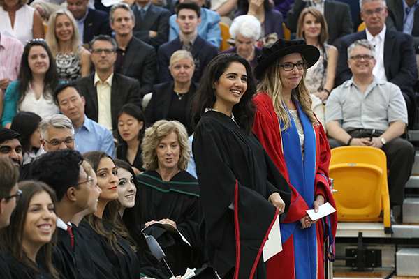 The lone graduating Master of Science and Doctoral students are recognized during the Spring Convocation ceremony held at the Athletics and Recreation Centre on Monday, May 30. (Photo by Bernard Clark)